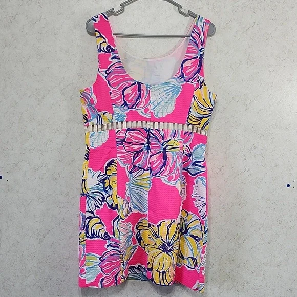 Lilly Pulitzer Ladies Size 12 Iggy Shift Dress Sleeveless Floral Zip Back